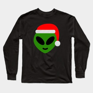 christmas green santa alien emoji Long Sleeve T-Shirt